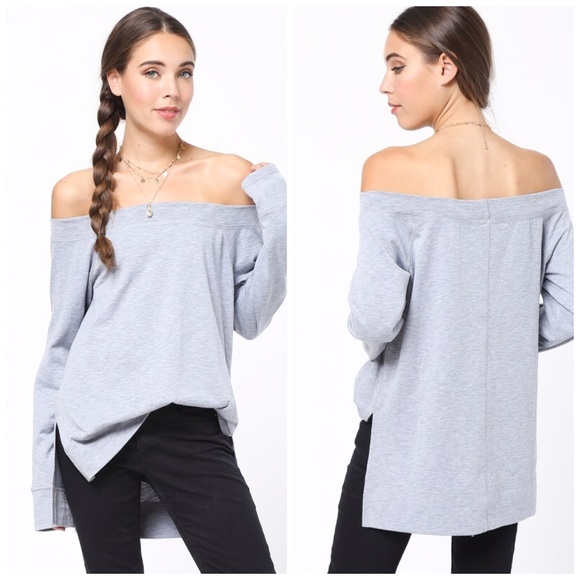 ❤️LAST 1!  Light Blue Slit Side Off Shoulder Top! - Picture 3 of 4